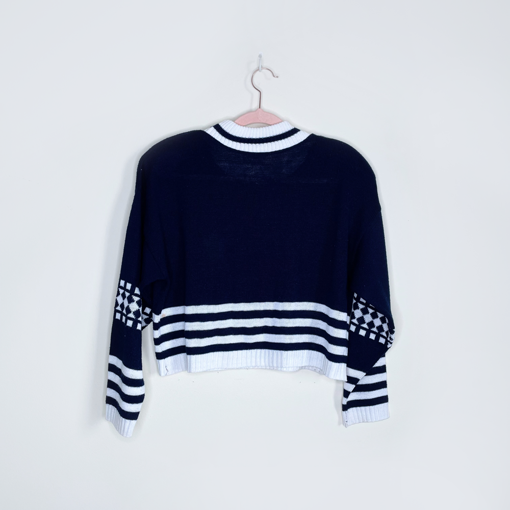 vintage st barts blue nautical cropped sweater - size large