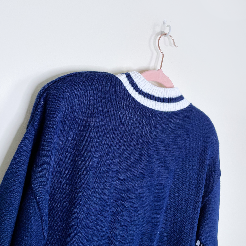 vintage st barts blue nautical cropped sweater - size large