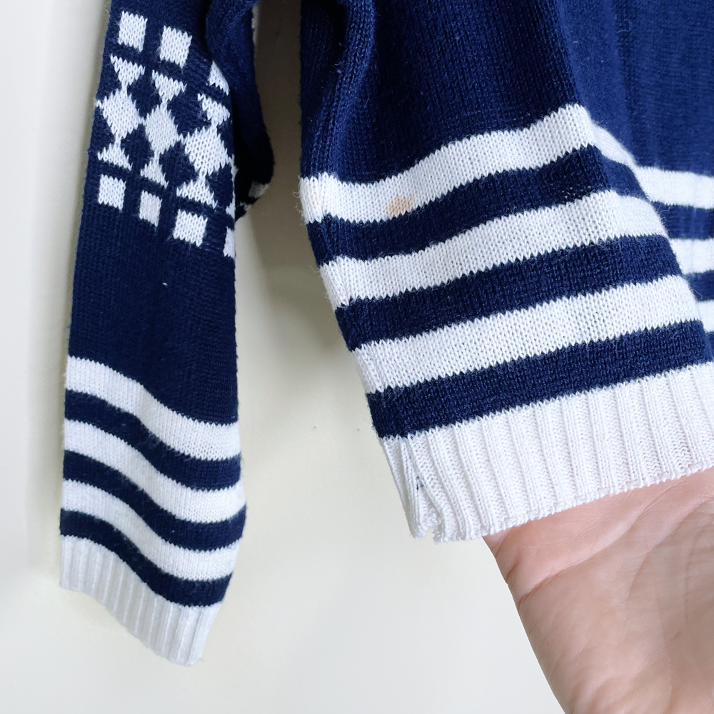 vintage st barts blue nautical cropped sweater - size large