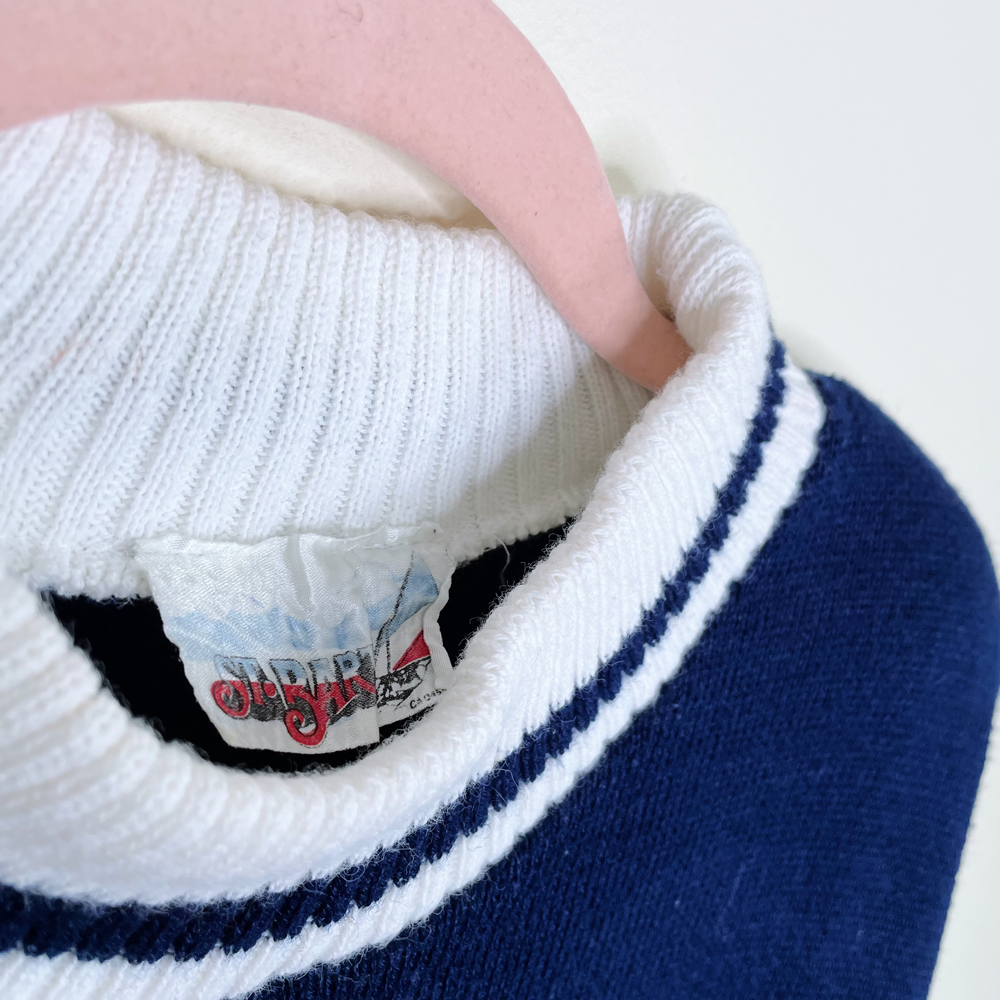 vintage st barts blue nautical cropped sweater - size large