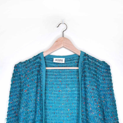 vintage st john by marie gray wool-mohair cardigan with power shoulder - size small