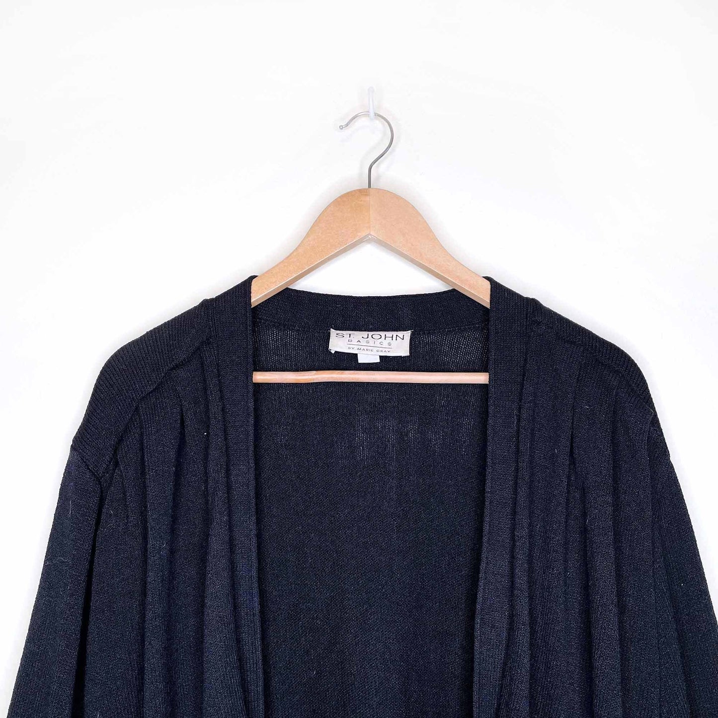 st john wool open cardigan with ruched shoulders - size large