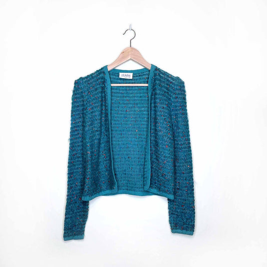 vintage st john by marie gray wool-mohair cardigan with power shoulder - size small