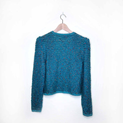 vintage st john by marie gray wool-mohair cardigan with power shoulder - size small