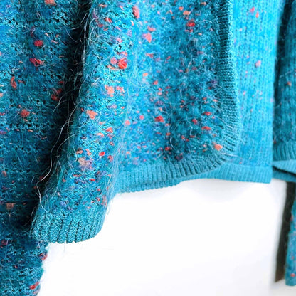 vintage st john by marie gray wool-mohair cardigan with power shoulder - size small