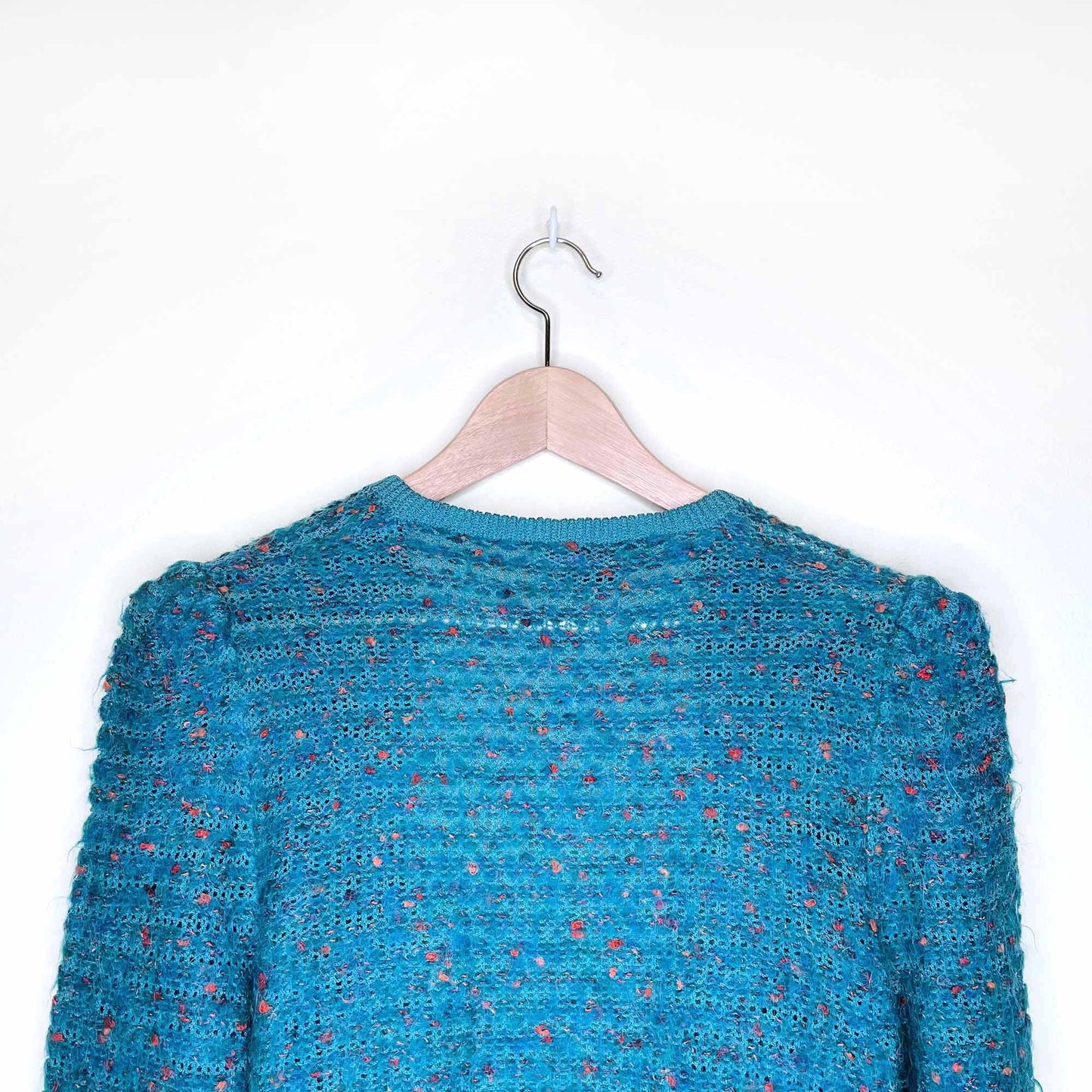 vintage st john by marie gray wool-mohair cardigan with power shoulder - size small