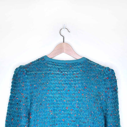 vintage st john by marie gray wool-mohair cardigan with power shoulder - size small