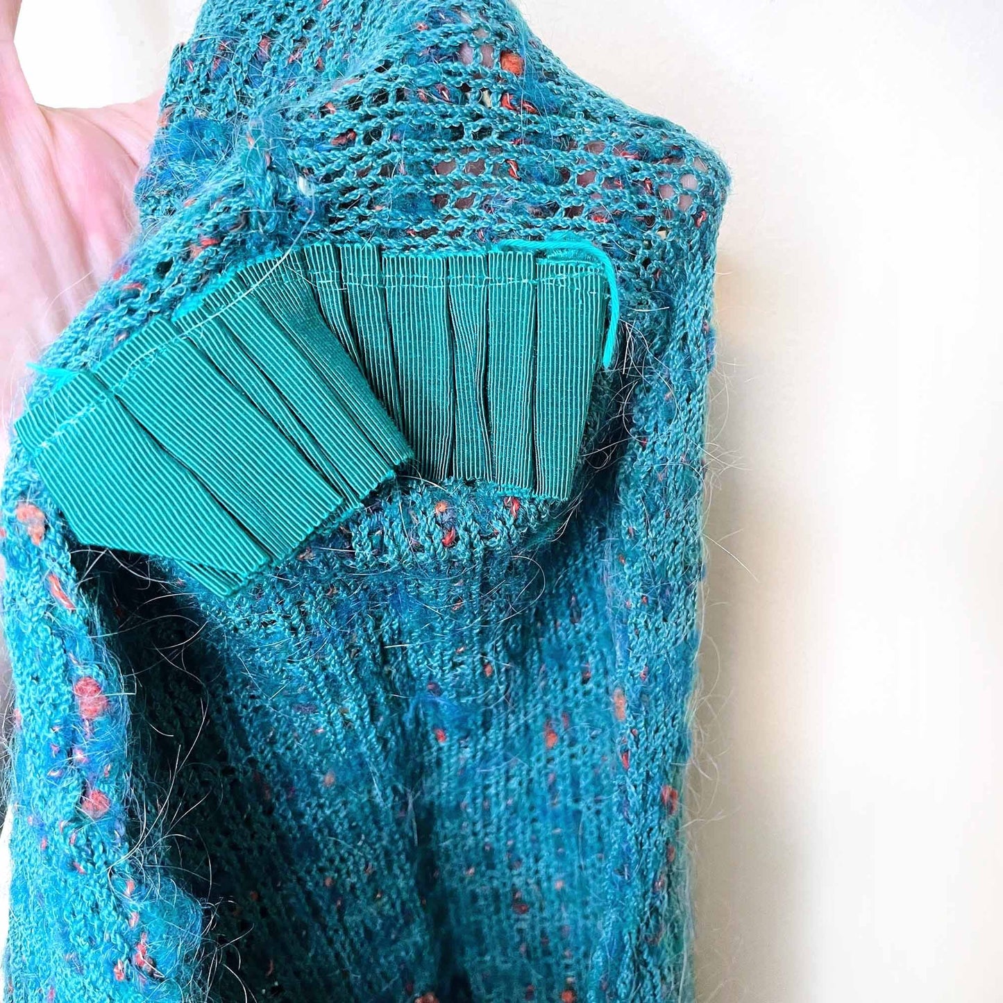 vintage st john by marie gray wool-mohair cardigan with power shoulder - size small