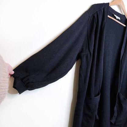 st john wool open cardigan with ruched shoulders - size large