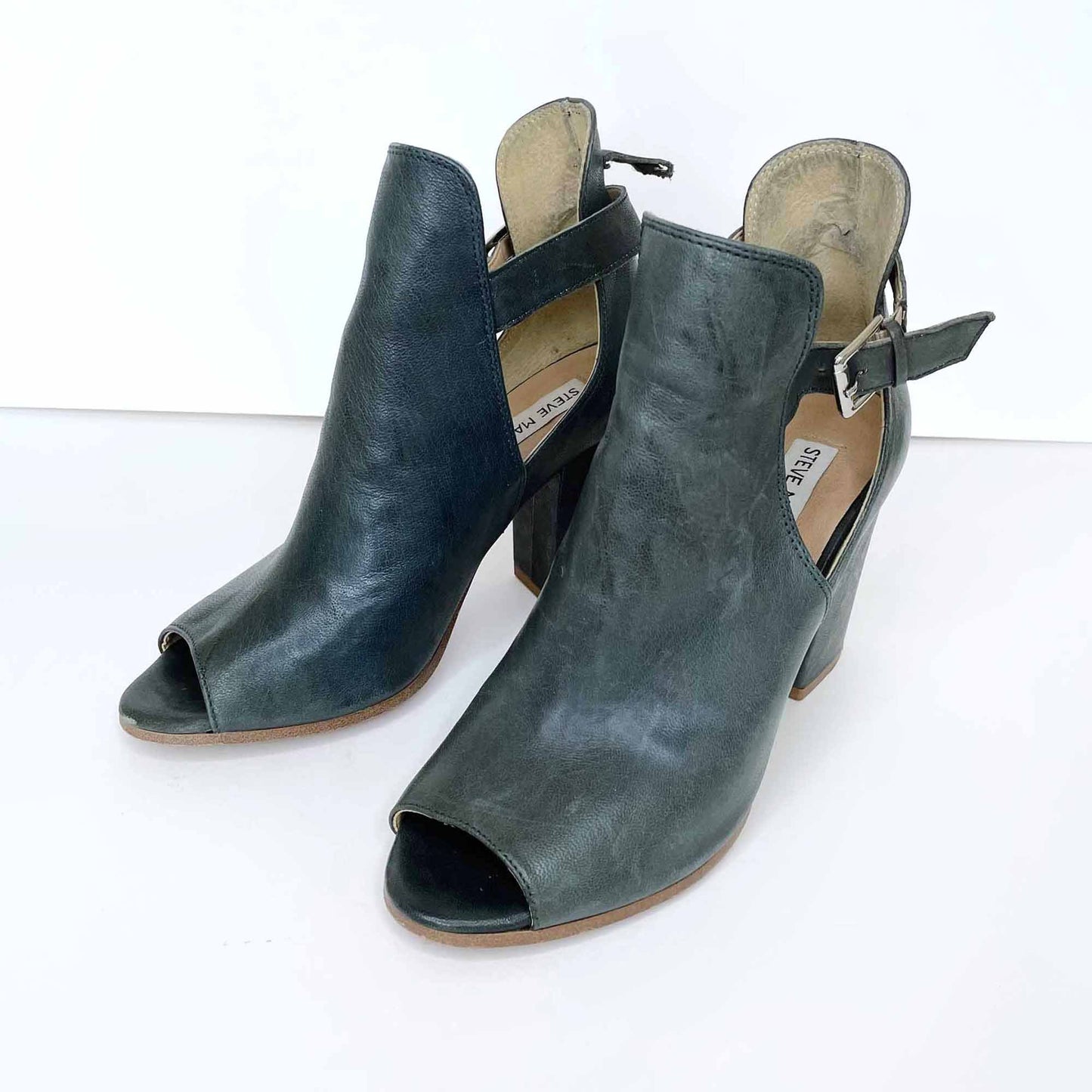 steve madden leather peep toe ankle booties - size 39