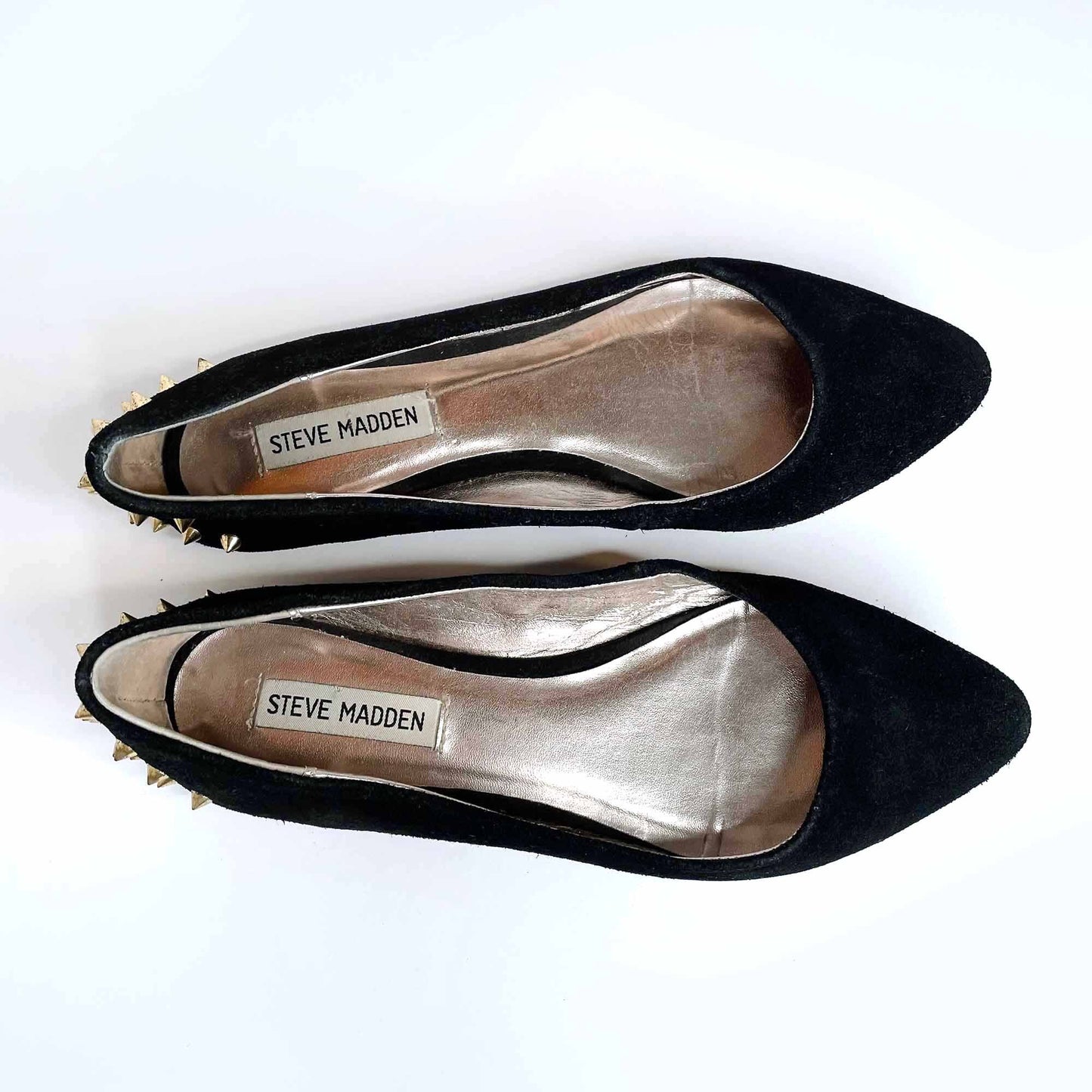 steve madden p-inklet suede studded heel flats - size 8