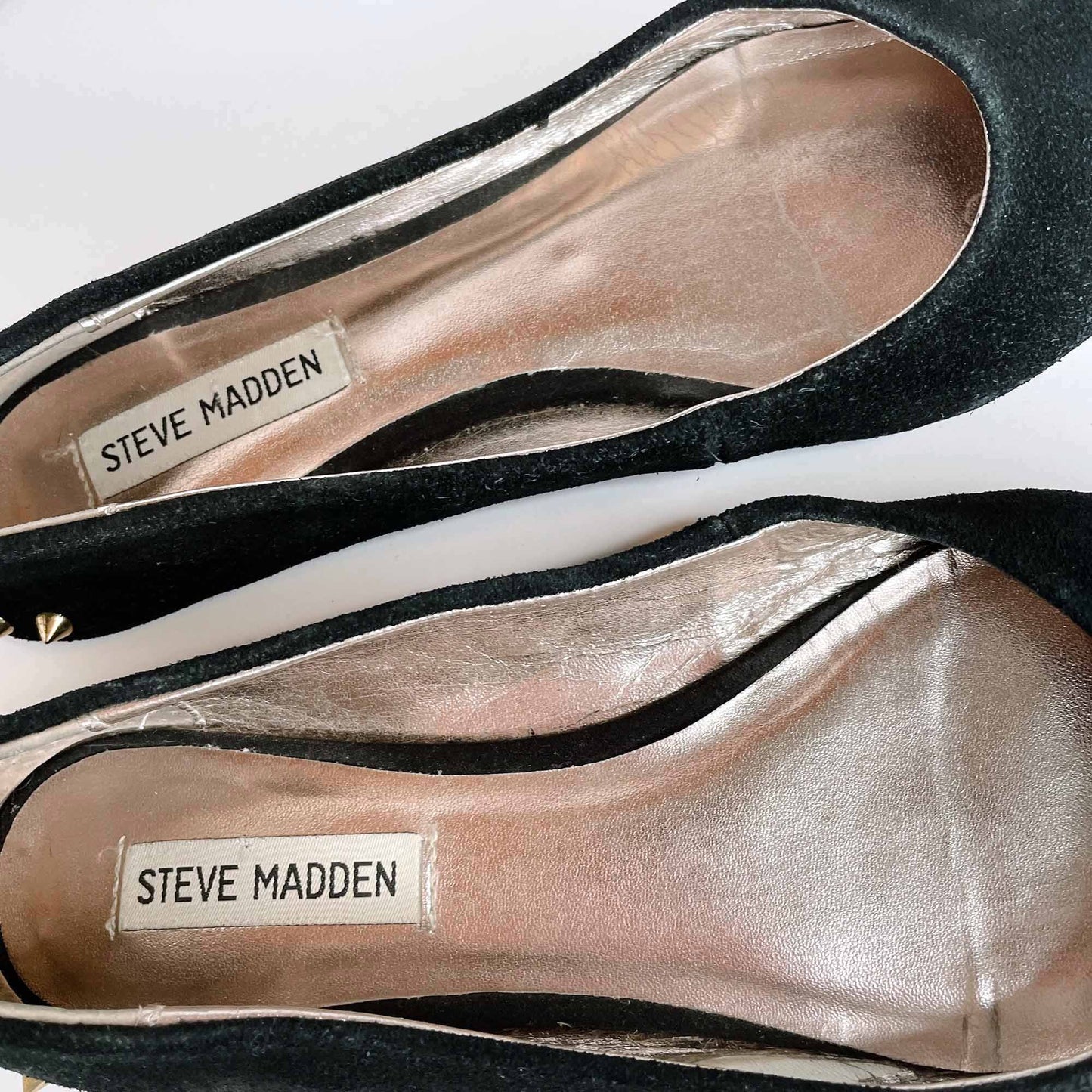 steve madden p-inklet suede studded heel flats - size 8