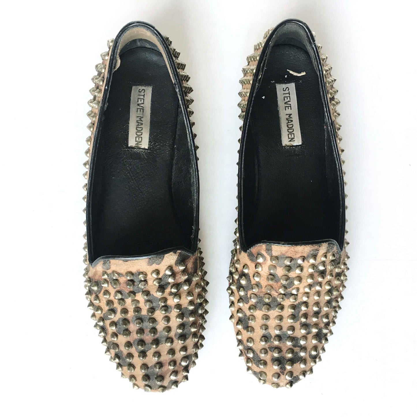 Steve Madden spiked leopard leather flats - size 10
