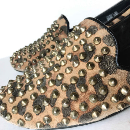 Steve Madden spiked leopard leather flats - size 10