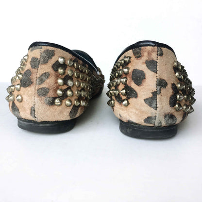 Steve Madden spiked leopard leather flats - size 10