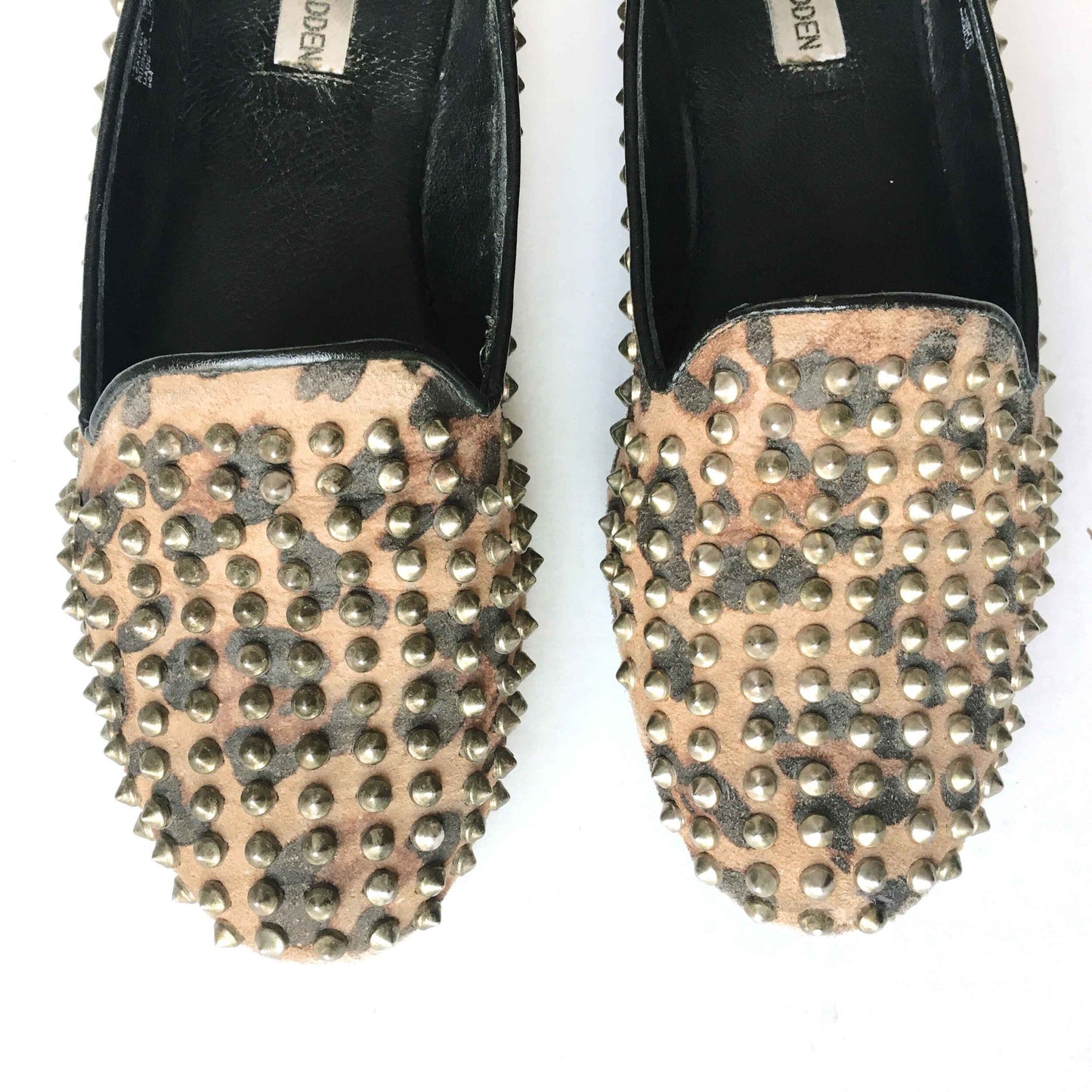 Steve Madden spiked leopard leather flats - size 10