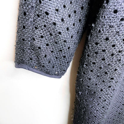 storm & marie black perforated long jacket - size 38