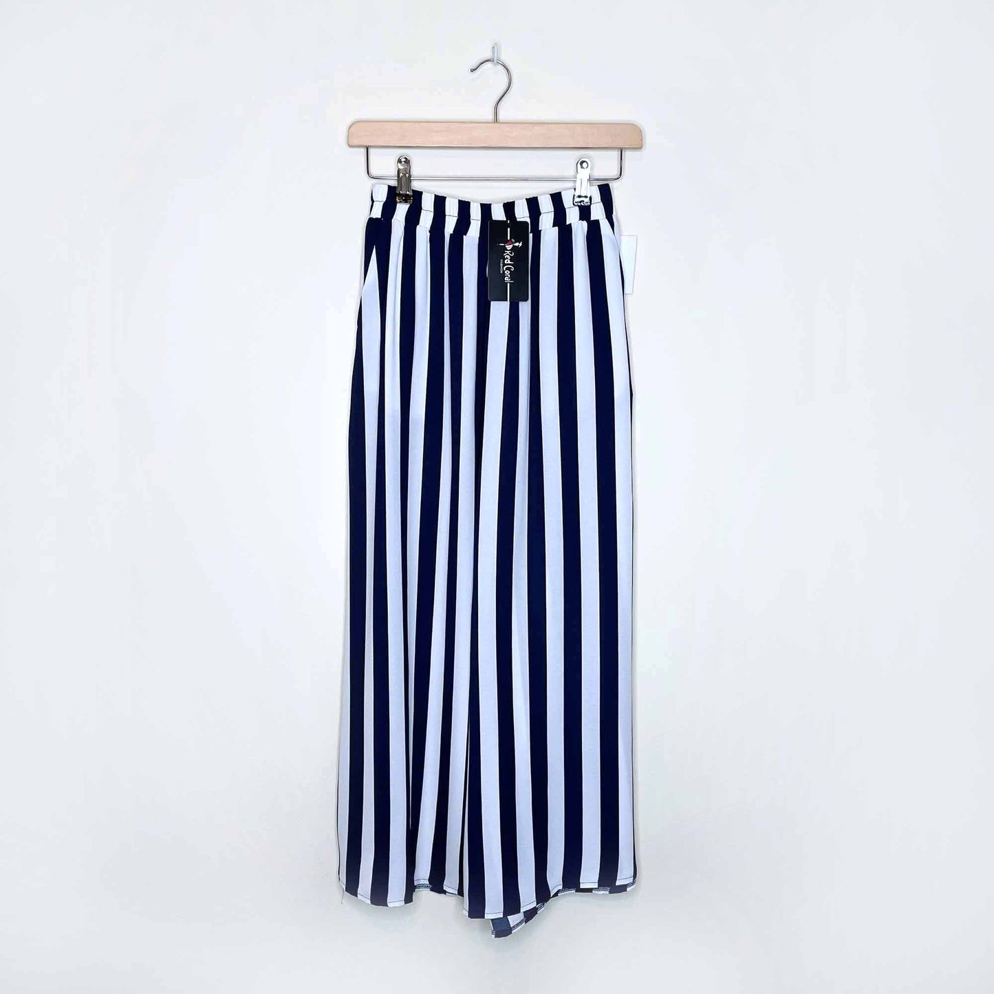 nwt red coral high rise striped pull-on wide leg palazzo pants - size small