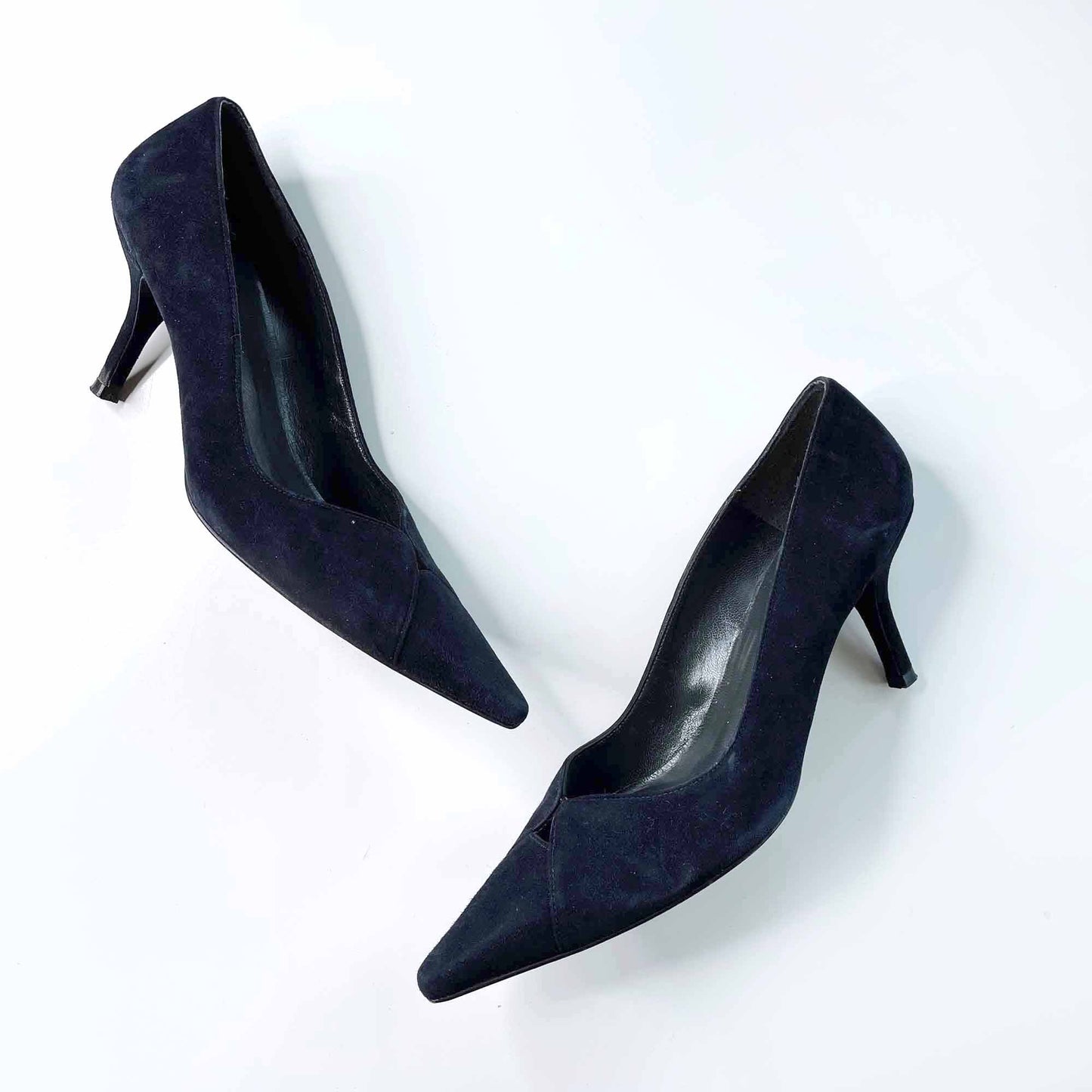stuart weitzman blue suede pointed heel - size 8