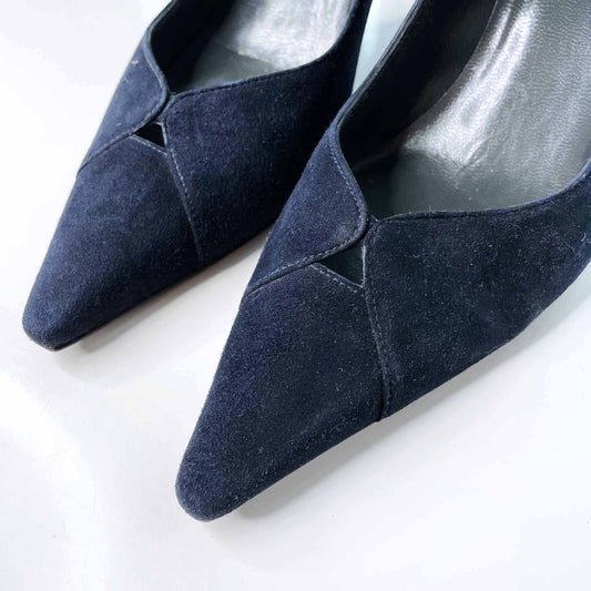 stuart weitzman blue suede pointed heel - size 8