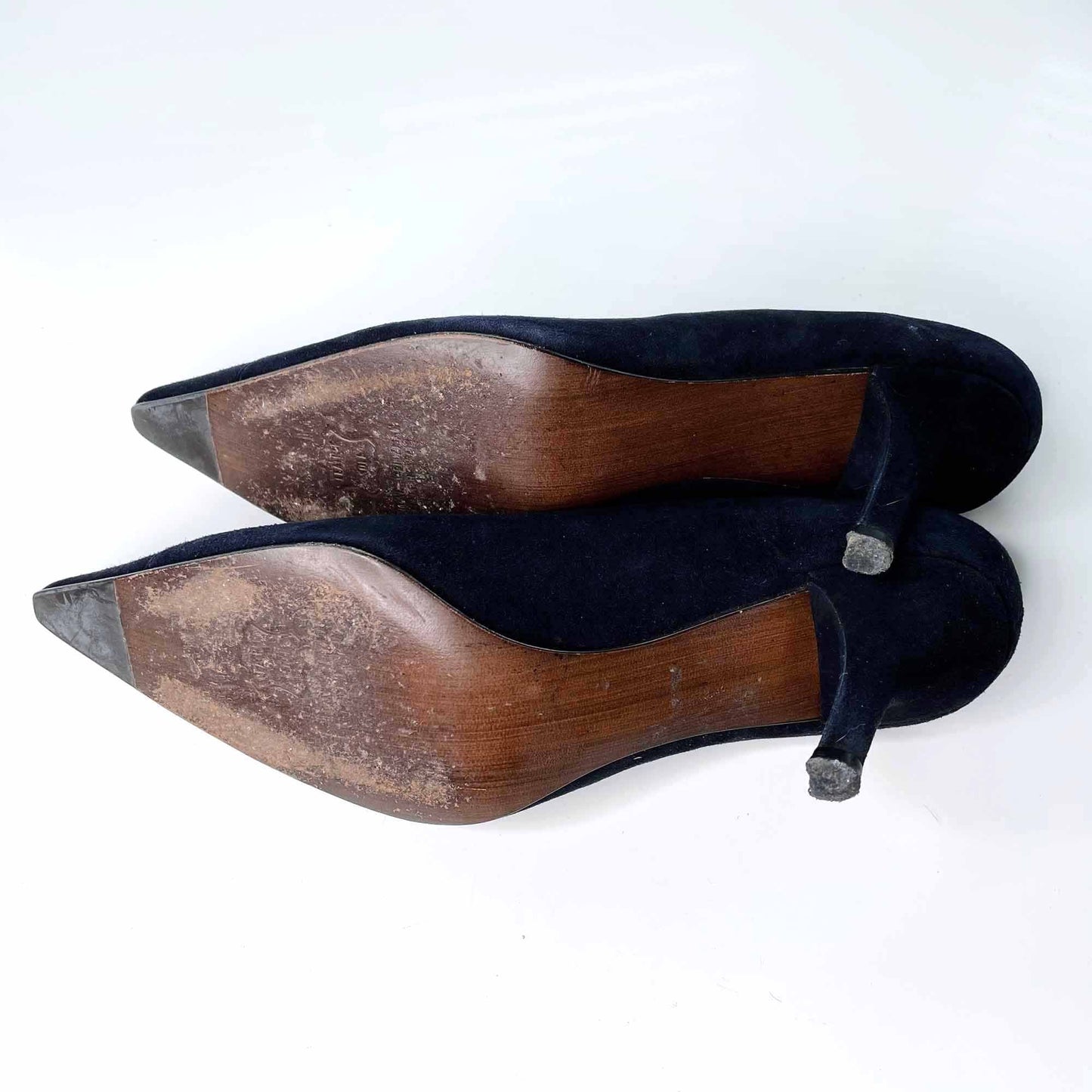stuart weitzman blue suede pointed heel - size 8