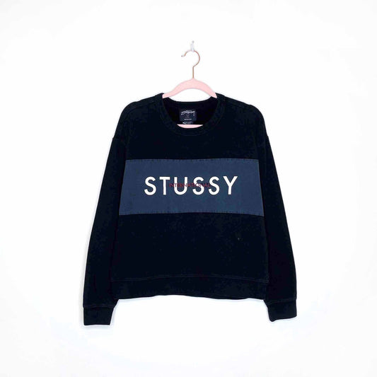 stussy black crewneck sweatshirt - size medium