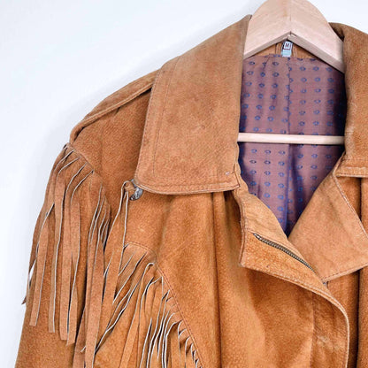 Vintage western suede tassel biker jacket - size Medium