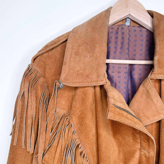Vintage western suede tassel biker jacket - size Medium