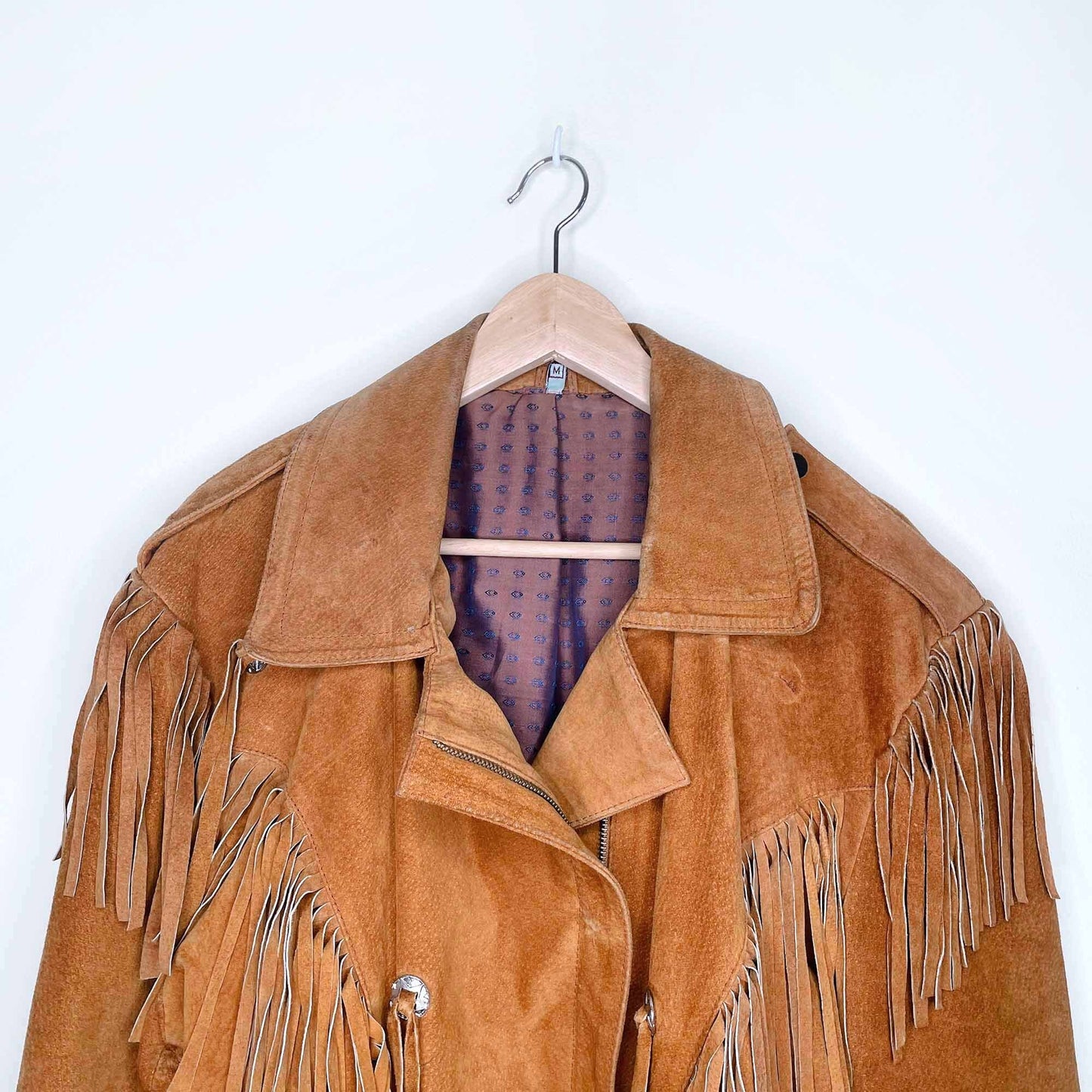 Vintage western suede tassel biker jacket - size Medium