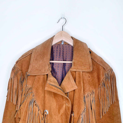 Vintage western suede tassel biker jacket - size Medium