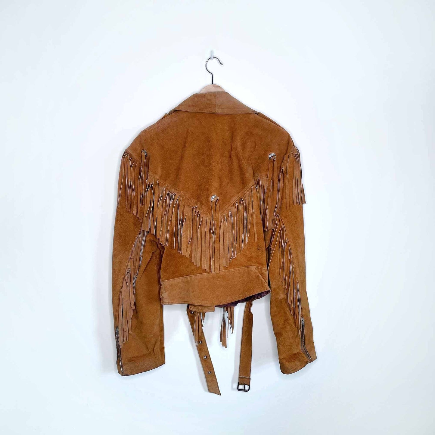 Vintage western suede tassel biker jacket - size Medium