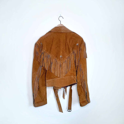 Vintage western suede tassel biker jacket - size Medium