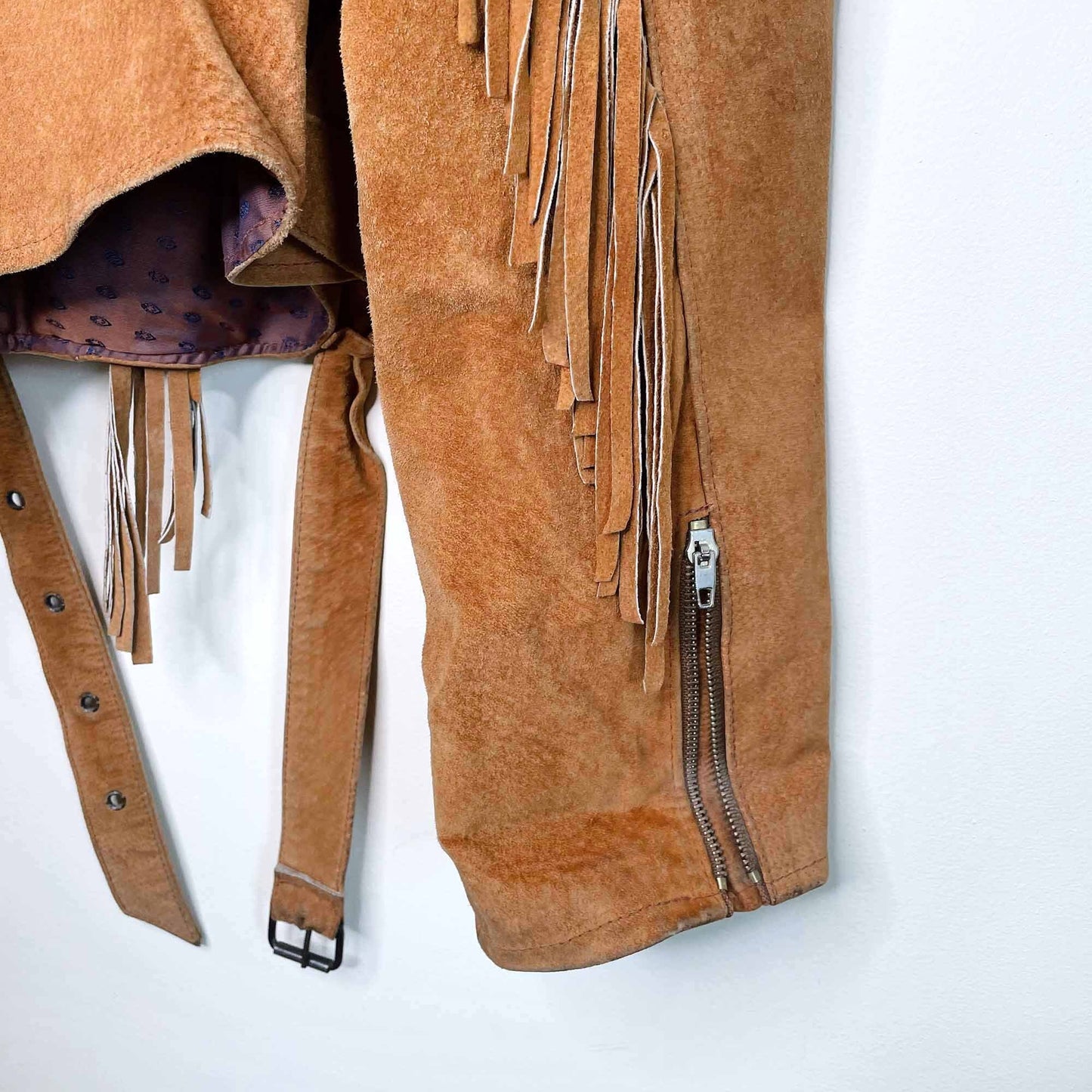 Vintage western suede tassel biker jacket - size Medium