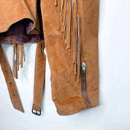 Vintage western suede tassel biker jacket - size Medium