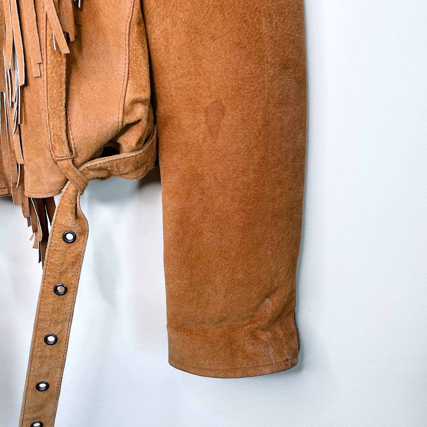Vintage western suede tassel biker jacket - size Medium