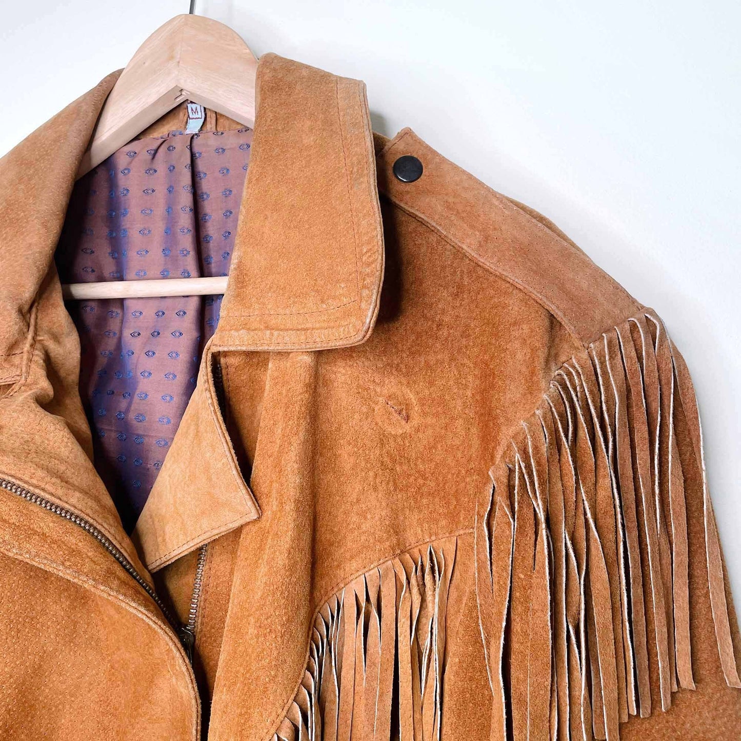 Vintage western suede tassel biker jacket - size Medium