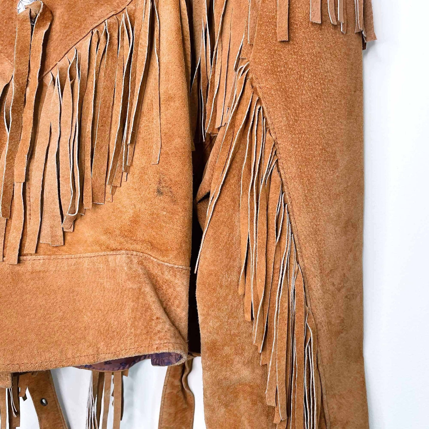 Vintage western suede tassel biker jacket - size Medium