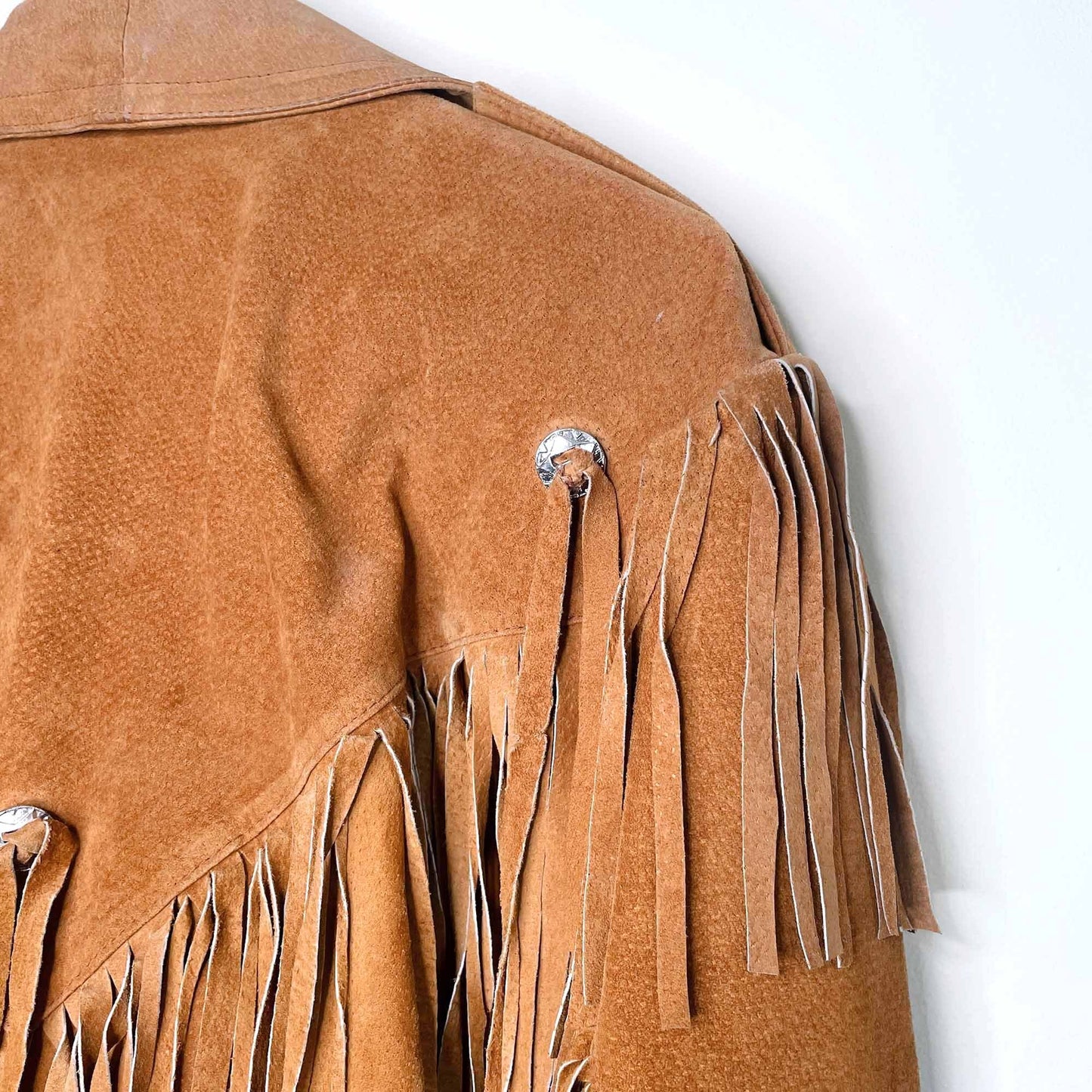 Vintage western suede tassel biker jacket - size Medium