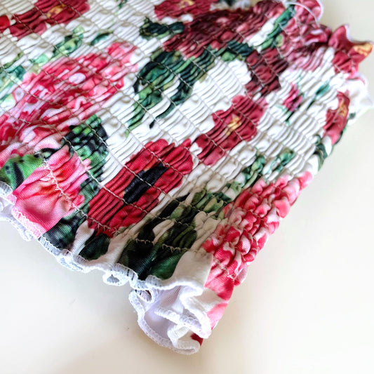 zaful floral ruched top thong bikini set - size medium