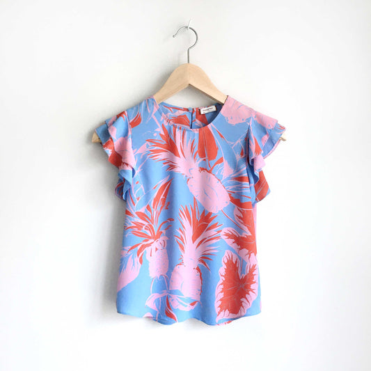 Sunday Best Aritzia tropical flutter sleeve top - size xxs
