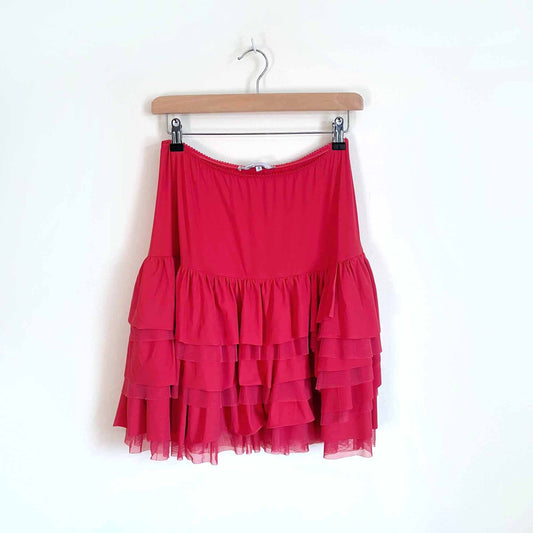 sunlight bollene high rise pink tiered ruffle mini skirt - size 2