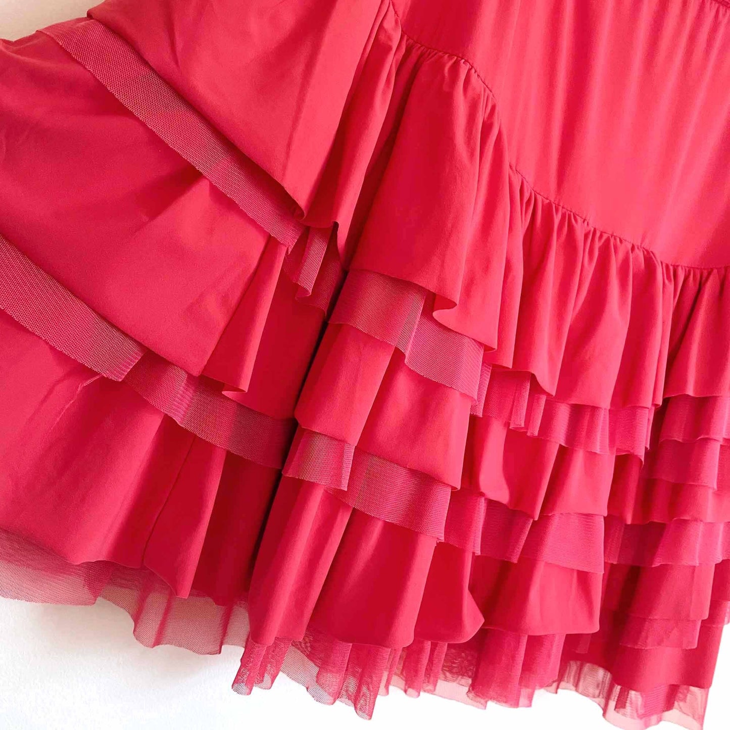 sunlight bollene high rise pink tiered ruffle mini skirt - size 2
