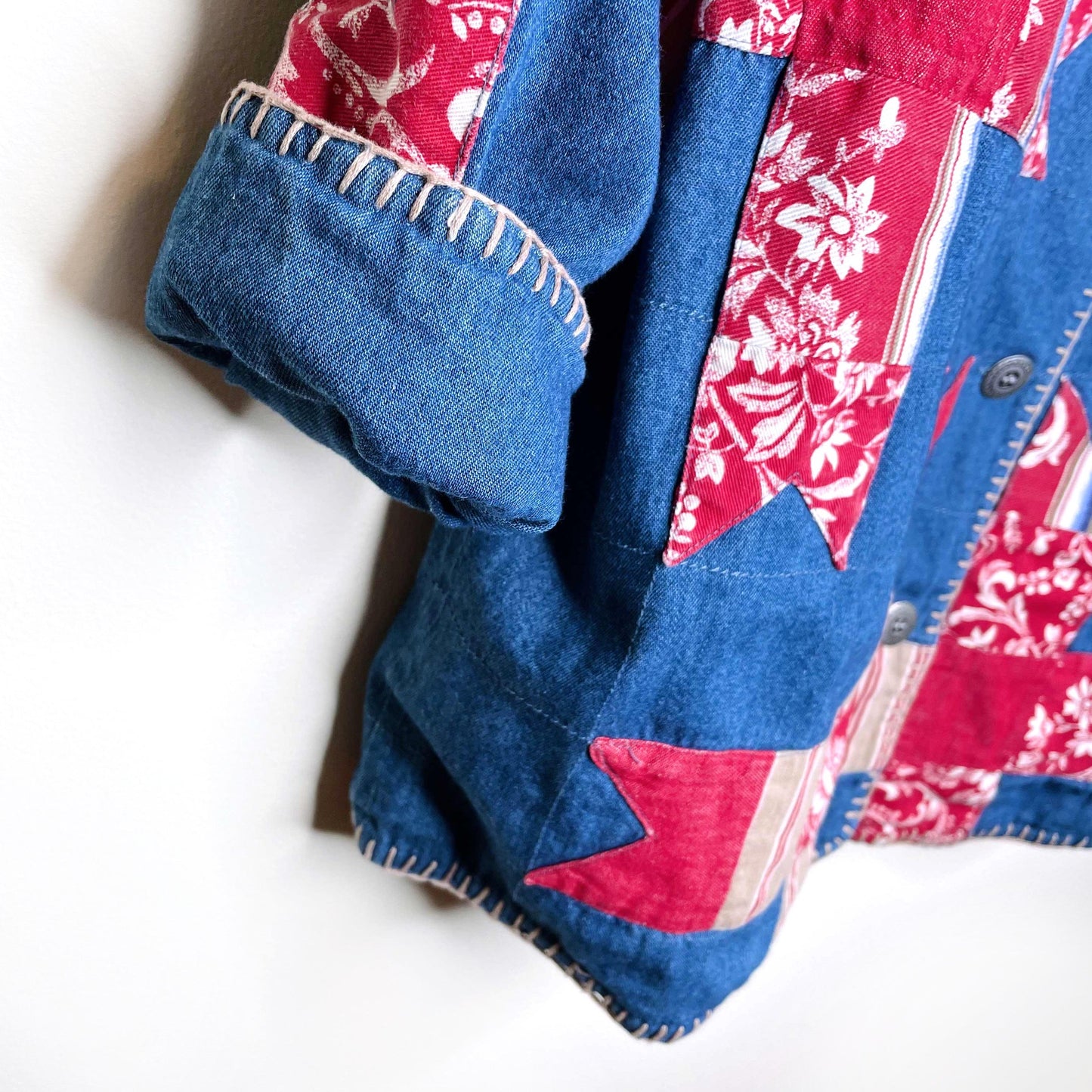 vintage susan bristol denim quilt jacket - size medium