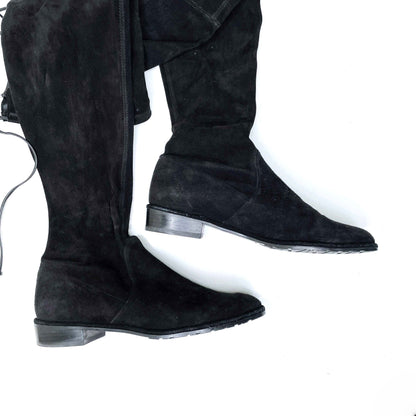stuart weitzman black lowland suede over the knee boots - size 7
