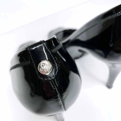 stuart weitzman black patent leather peep toe pumps - size 6.5