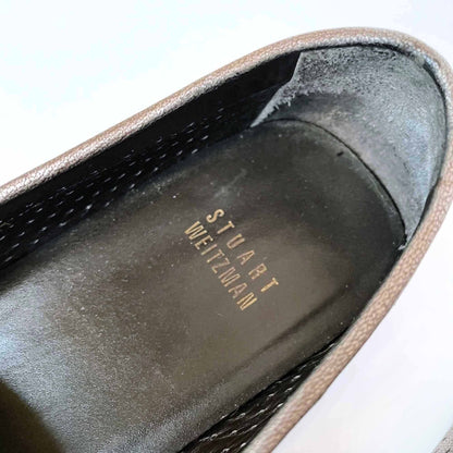 stuart weitzman bronzed leather perforated driving loafer - size 8