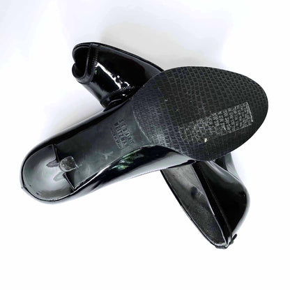 stuart weitzman black patent leather peep toe pumps - size 6.5