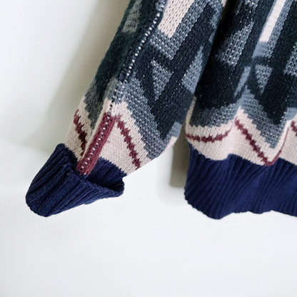 vintage fellini patterned knit crewneck sweater - size large