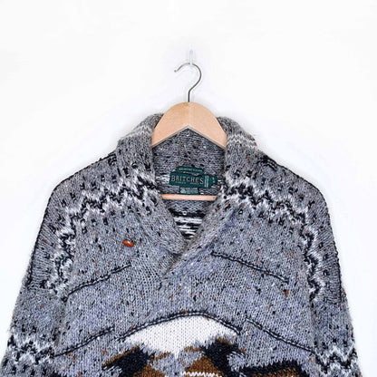 vintage britches 100% wool hand-knit southwestern pullover sweater - size small