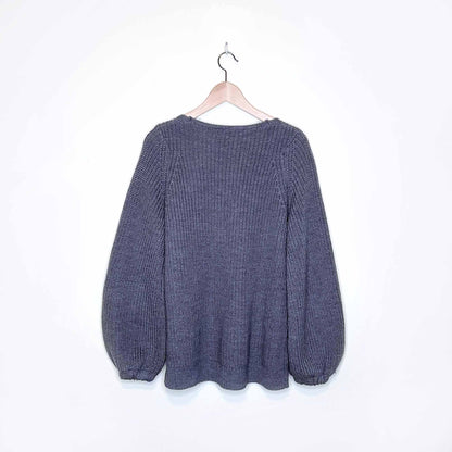 babaton valadon merino wool v-neck ribbed balloon sleeve sweater - size xs